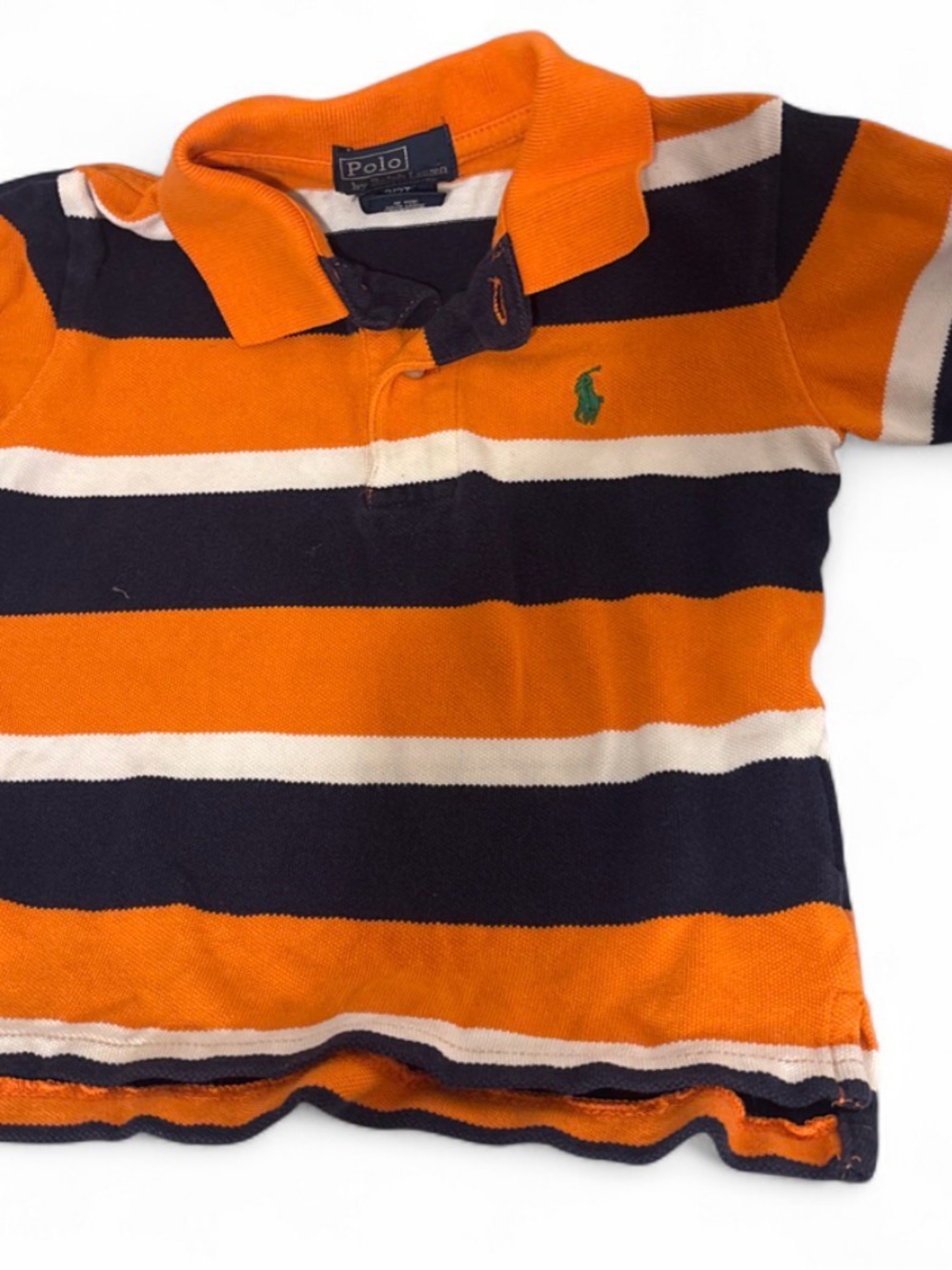 Polo by Ralph Lauren Orange Navy & White Striped Kids Polo